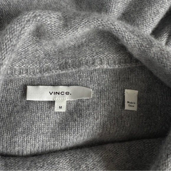 Vince Boiled Cashmere Funnel Neck Pullover Sweater Gray Size Medium - Picture 10 of 11